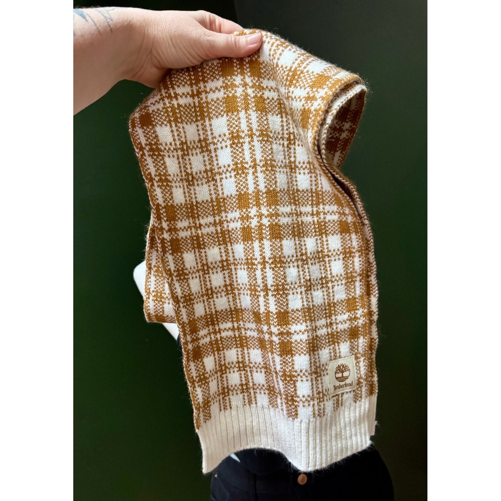 Timberland White & Brown‎ Knit Scarf
